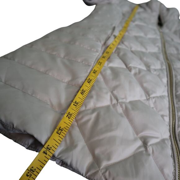 Kenneth Cole Reaction Womens Quilted Long Down Jacket Size Medium Cream Zip Up - Picture 11 of 11
